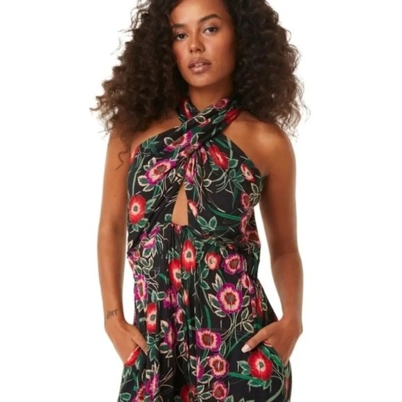 MISA Halter Kora Floral Jumpsuit with Pockets NEW - Picture 4 of 6